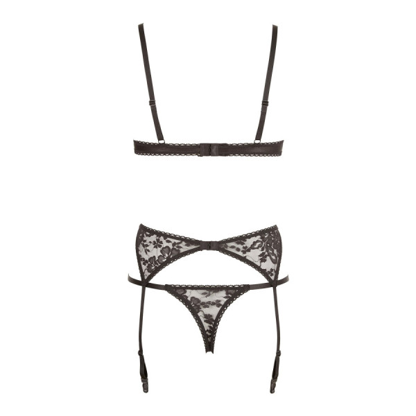 Ensemble sexy trois pièces en dentelle noire 